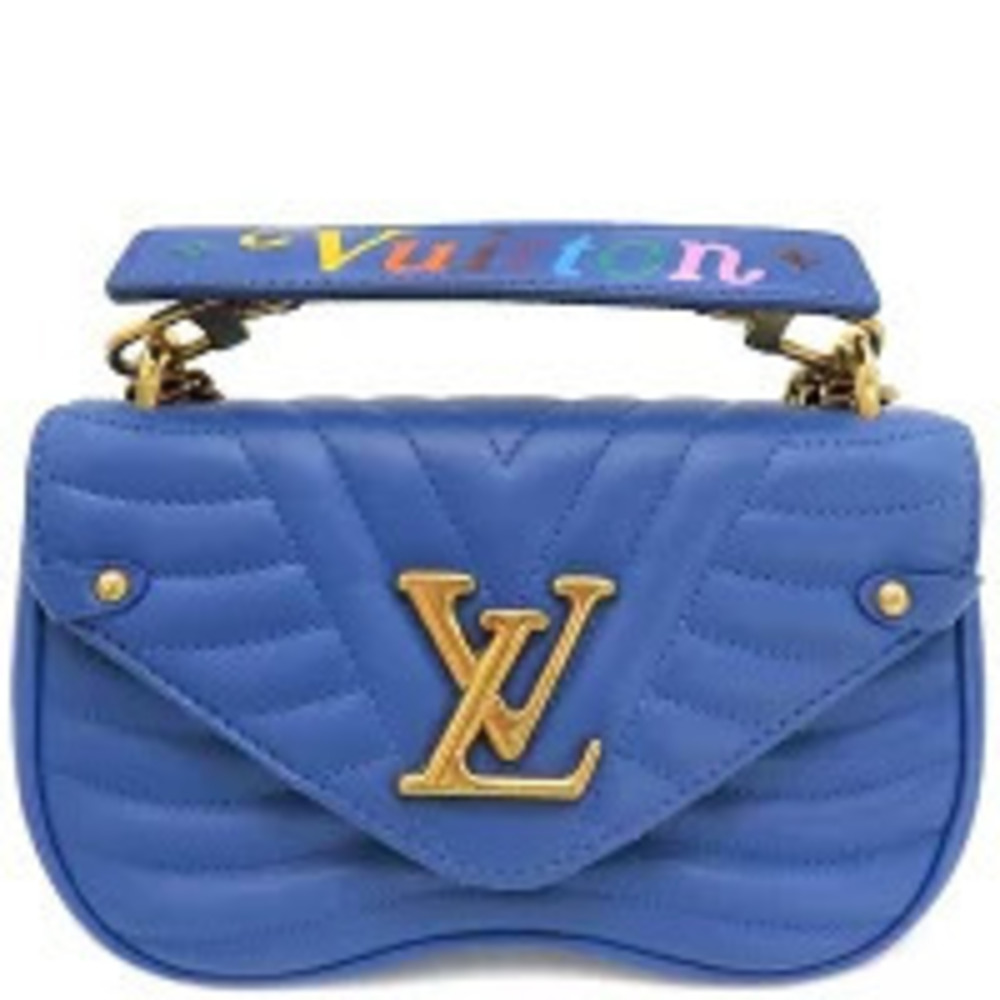 Louis Vuitton Shoulder Bag Wave Chain Leather Blue LV